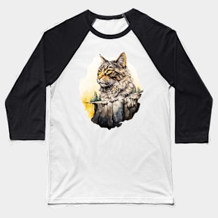 Cat and Mountain Baseball T-Shirt